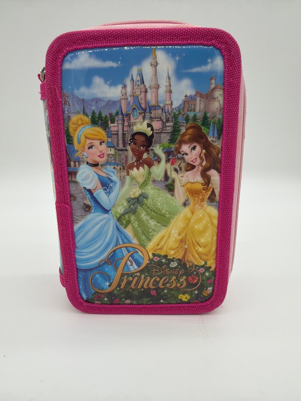 Disney Princess Pencil Case Pink Belle Tiana Cinderella Ariel SnowWhite Rapunzal